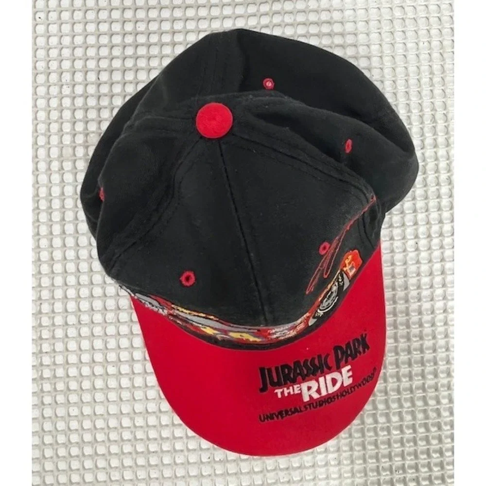 Vtg 90s hat Jurassic Park Jeff Gordon red Cap Ride‎ All Over Logo Movie Nascar